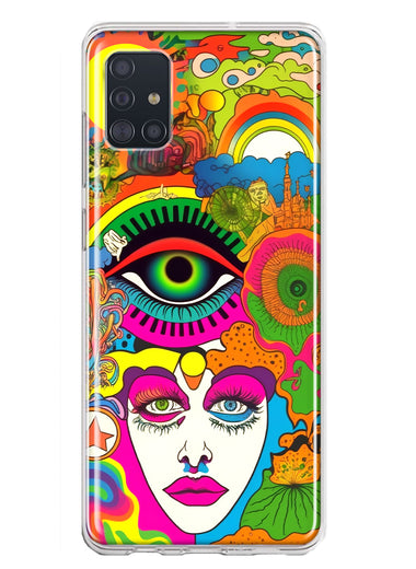 Samsung Galaxy A51 5G Neon Rainbow Psychedelic Trippy Hippie DaydreamHybrid Protective Phone Case Cover