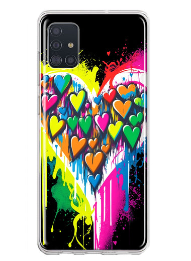 Samsung Galaxy A51 5G Colorful Rainbow Hearts Love Graffiti Painting Hybrid Protective Phone Case Cover