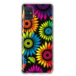 Samsung Galaxy A51 Neon Rainbow Glow Sunflowers Colorful Floral Pink Purple Double Layer Phone Case Cover