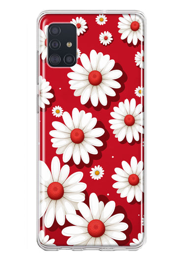Samsung Galaxy A51 Cute White Red Daisies Polkadots Double Layer Phone Case Cover