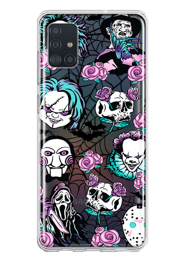 Samsung Galaxy A51 5G Roses Halloween Spooky Horror Characters Spider Web Hybrid Protective Phone Case Cover