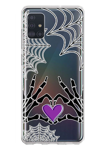 Samsung Galaxy A51 5G Halloween Skeleton Heart Hands Spooky Spider Web Hybrid Protective Phone Case Cover