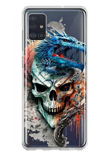 Samsung Galaxy A51 Fantasy Blue Dragon Dream Skull Double Layer Phone Case Cover