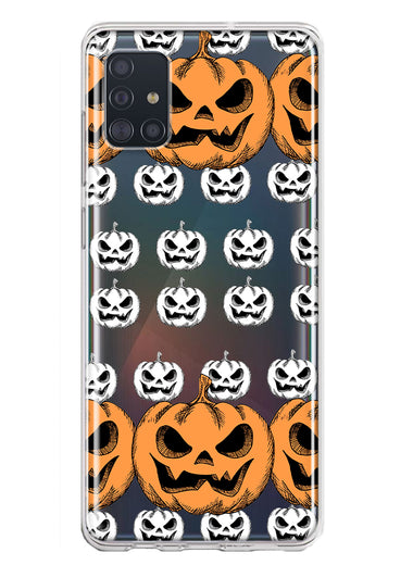 Samsung Galaxy A51 5G Halloween Spooky Horror Scary Jack O Lantern Pumpkins Hybrid Protective Phone Case Cover