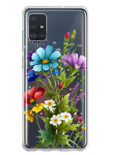 Samsung Galaxy A51 Purple Yellow Red Spring Flowers Floral Hybrid Protective Phone Case Cover