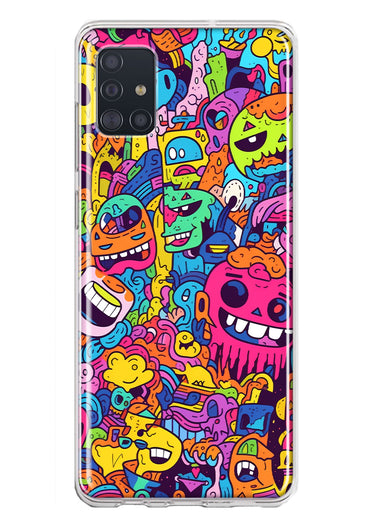 Samsung Galaxy A51 5G Psychedelic Trippy Happy Characters Pop Art Hybrid Protective Phone Case Cover