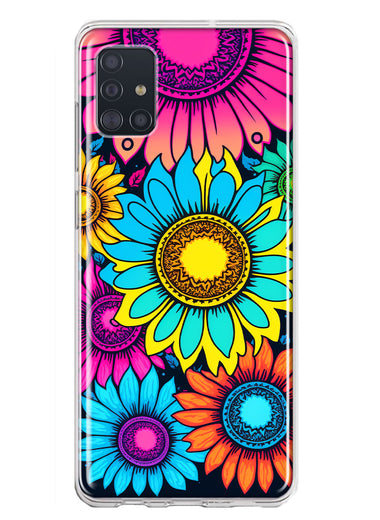 Samsung Galaxy A51 Vintage Colorful Abstract Sunflowers Floral Double Layer Phone Case Cover