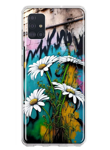 Samsung Galaxy A51 5G White Daisies Graffiti Wall Art Painting Hybrid Protective Phone Case Cover