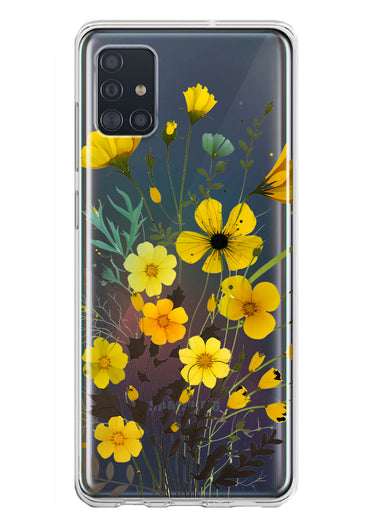 Samsung Galaxy A51 Yellow Summer Flowers Floral Hybrid Protective Phone Case Cover