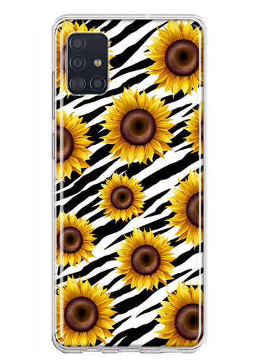 Samsung Galaxy A51 White Zebra Sunflowers Polkadots Double Layer Phone Case Cover