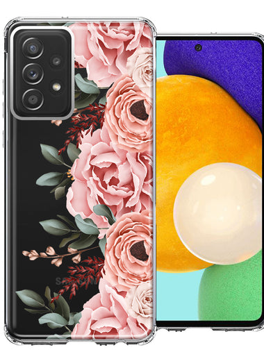 For Samsung Galaxy A52 Blush Pink Peach Spring Flowers Peony Rose Phone Case Cover