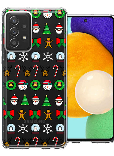 Samsung Galaxy A52 Classic Christmas Polka Dots Santa Snowman Reindeer Candy Cane Design Double Layer Phone Case Cover
