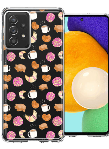 Samsung Galaxy A52 Mexican Pan Dulce Cafecito Coffee Concha Polka Dots Double Layer Phone Case Cover