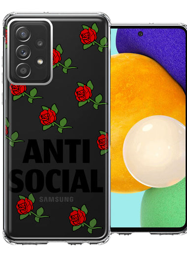 Samsung Galaxy A52 Anti Social Roses Design Double Layer Phone Case Cover