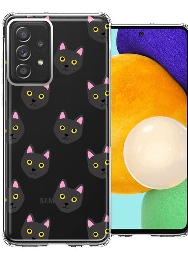 Samsung Galaxy A52 Black Cat Polkadots Design Double Layer Phone Case Cover