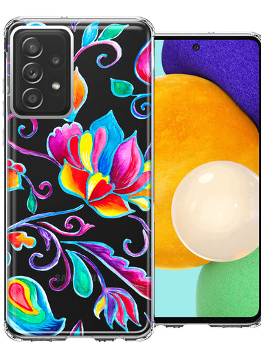 For Samsung Galaxy A52 Bright Colors Rainbow Water Lilly Floral Phone Case Cover