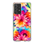 Samsung Galaxy A53 Watercolor Paint Summer Rainbow Flowers Bouquet Bloom Floral Hybrid Protective Phone Case Cover