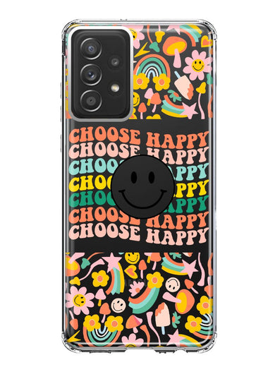 Samsung Galaxy A52 Choose Happy Smiley Face Retro Vintage Groovy 70s Style Hybrid Protective Phone Case Cover