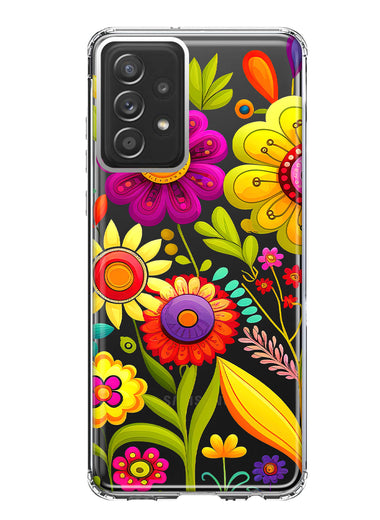 Samsung Galaxy A53 Colorful Yellow Pink Folk Style Floral Vibrant Spring Flowers Hybrid Protective Phone Case Cover