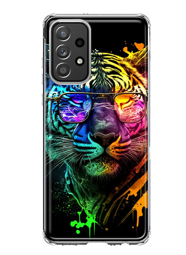 Samsung Galaxy A52 Neon Rainbow Swag Tiger Hybrid Protective Phone Case Cover