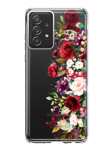 Samsung Galaxy A52 Red Summer Watercolor Floral Bouquets Ruby Flowers Hybrid Protective Phone Case Cover