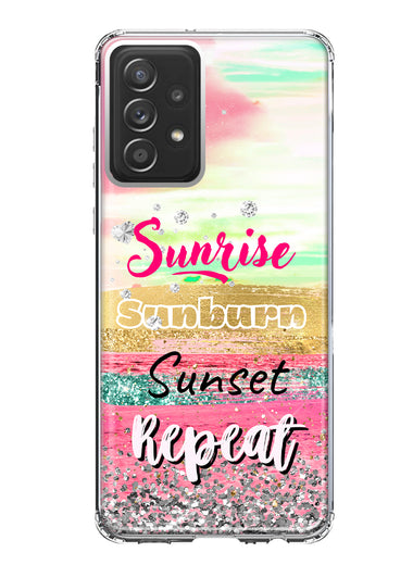 Samsung Galaxy A32 5G Summer Brush Strokes Sunrise Sunburn Sunset Repeat Hybrid Protective Phone Case Cover