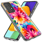 Samsung Galaxy A13 Watercolor Paint Summer Rainbow Flowers Bouquet Bloom Floral Hybrid Protective Phone Case Cover