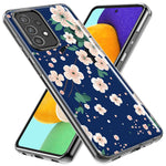 Samsung Galaxy A54 Kawaii Japanese Pink Cherry Blossom Navy Blue Hybrid Protective Phone Case Cover