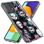 Samsung Galaxy A12 Roses Halloween Spooky Horror Characters Spider Web Hybrid Protective Phone Case Cover