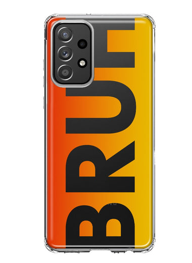 Samsung Galaxy A52 Orange Red Clear Funny Text Quote Bruh Hybrid Protective Phone Case Cover