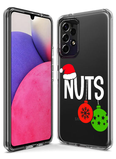 Samsung Galaxy A02S Christmas Funny Couples Chest Nuts Ornaments Hybrid Protective Phone Case Cover