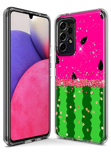 LG Stylo 6 Summer Watermelon Sugar Vacation Tropical Fruit Pink Green Hybrid Protective Phone Case Cover