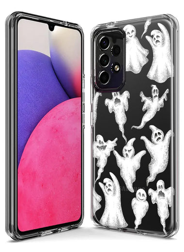 Samsung Galaxy A22 5G Cute Halloween Spooky Floating Ghosts Horror Scary Hybrid Protective Phone Case Cover