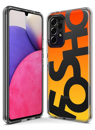 Samsung Galaxy J7 J737 Orange Yellow Clear Funny Text Quote Fosho Hybrid Protective Phone Case Cover
