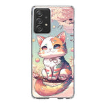 Samsung Galaxy A33 5G Kawaii Manga Pink Cherry Blossom Cute Cat Hybrid Protective Phone Case Cover