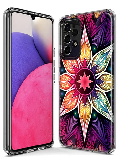 Samsung Galaxy A71 4G Mandala Geometry Abstract Star Pattern Hybrid Protective Phone Case Cover