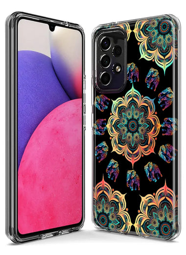 Samsung Galaxy Z Fold 4 Mandala Geometry Abstract Elephant Pattern Hybrid Protective Phone Case Cover