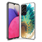 Samsung Galaxy A01 Mandala Geometry Abstract Peacock Feather Pattern Hybrid Protective Phone Case Cover