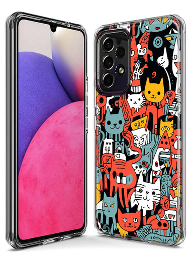 Samsung Galaxy J7 J737 Psychedelic Cute Cats Friends Pop Art Hybrid Protective Phone Case Cover