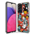 Samsung Galaxy J3 J337 Psychedelic Cute Cats Friends Pop Art Hybrid Protective Phone Case Cover