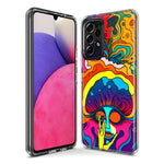 Samsung Galaxy A12 Neon Rainbow Psychedelic Trippy Hippie Big Brain Hybrid Protective Phone Case Cover