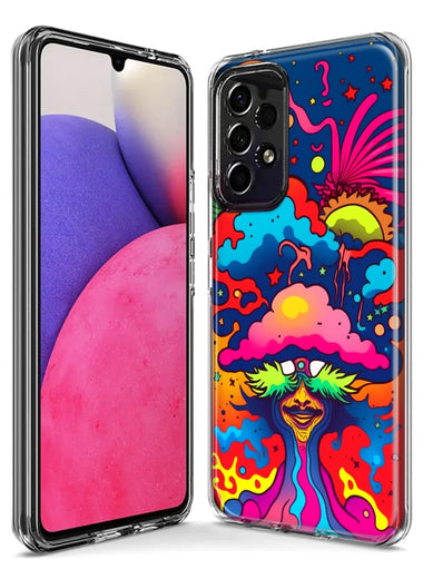 Samsung Galaxy A02S Neon Rainbow Psychedelic Trippy Hippie Bomb Star Dream Hybrid Protective Phone Case Cover