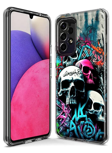 LG Stylo 6 Skulls Graffiti Painting Art Hybrid Protective Phone Case Cover
