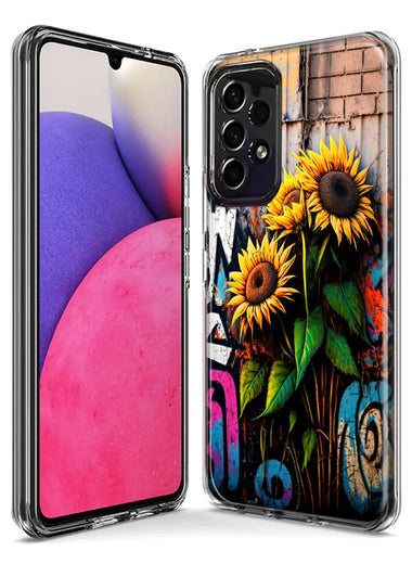 Samsung Galaxy A71 4G Sunflowers Graffiti Painting Art Hybrid Protective Phone Case Cover