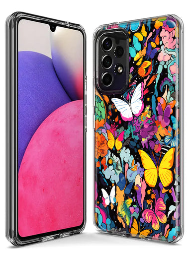 Samsung Galaxy A12 Psychedelic Trippy Butterflies Pop Art Hybrid Protective Phone Case Cover