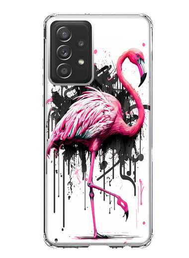 Samsung Galaxy A52 Pink Flamingo Painting Graffiti Hybrid Protective Phone Case Cover