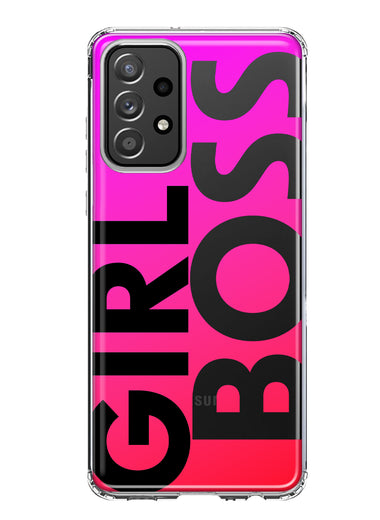 Samsung Galaxy A52 Pink Clear Funny Text Quote Girl Boss Hybrid Protective Phone Case Cover