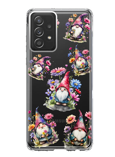 Samsung Galaxy A52 Cute Pink Purple Cosmos Flowers Gnomes Spring Floral Double Layer Phone Case Cover