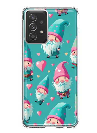 Samsung Galaxy A32 5G Turquoise Pink Hearts Gnomes Hybrid Protective Phone Case Cover