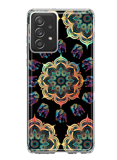 Samsung Galaxy A52 Mandala Geometry Abstract Elephant Pattern Hybrid Protective Phone Case Cover